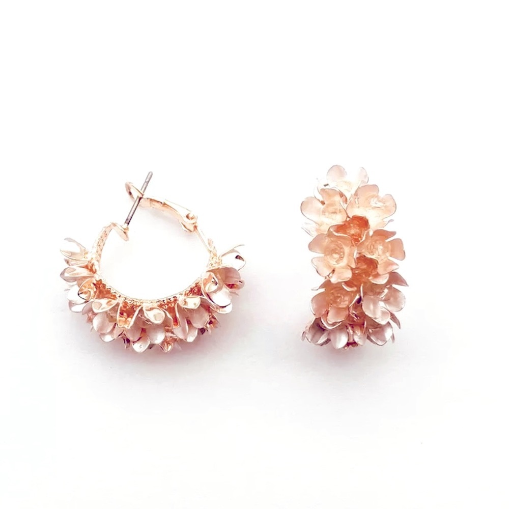 Lila Floral Hoop Earrings in Blush